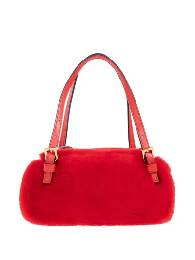 Versace Mini Tag Bowling Shoulder Bag In Brown