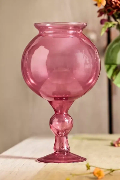Terrain Colorful Footed Glass Vase In Pink