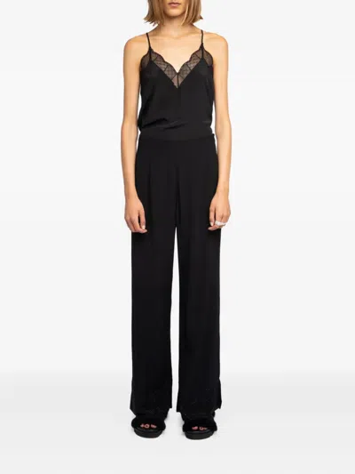 Zadig & Voltaire Womens Black Papel Low-rise Woven Trousers In Black