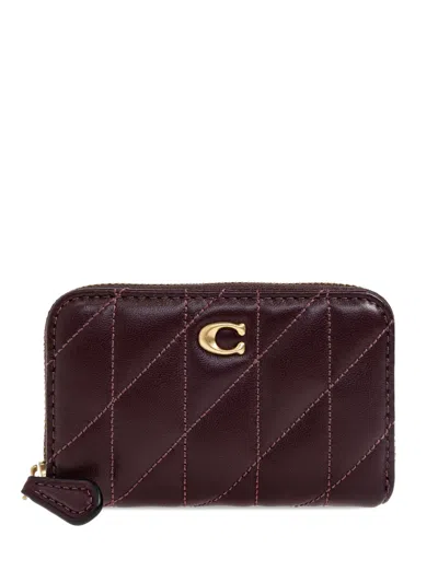 Coach Quilted Logo-plaque Wallet In Burgundy