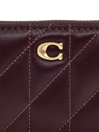 Coach Quilted Logo-plaque Wallet In Burgundy
