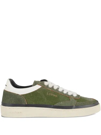 Ghoud Brushed Low Sneakers With Suede Inserts In Green