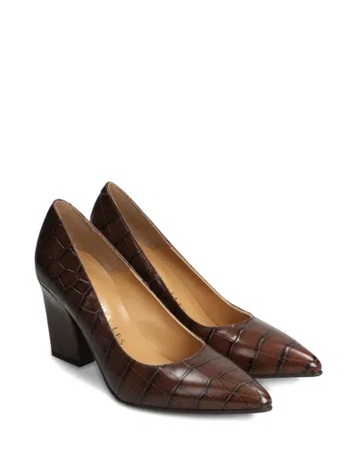 Pedro Miralles Pointed Block-heel Pumps In Brown