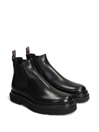 Paul Smith Black Leather Beard Chelsea Boots In Black