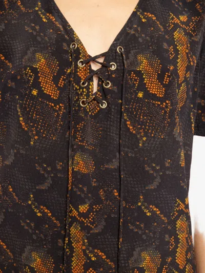 Zadig & Voltaire Terzo Python Print Silk Button-up Shirt In Brown