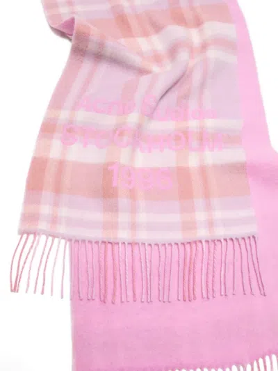 Acne Studios Karierter Schal Mit Fransen In Pink