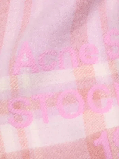 Acne Studios Karierter Schal Mit Fransen In Pink