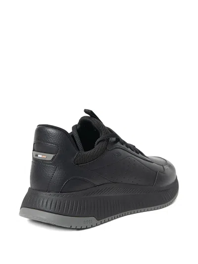 Hugo Boss Perforated Lace-up Sneakers In Black