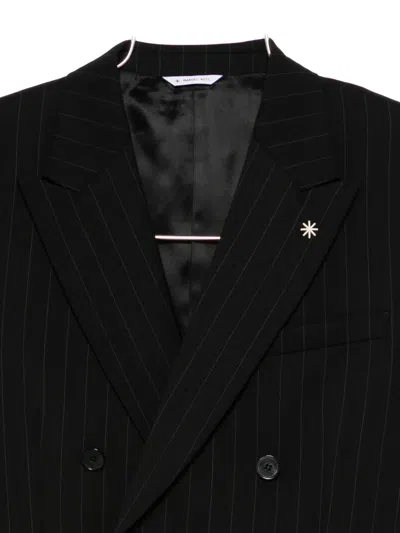 Manuel Ritz Pinstripe Blazer In Black
