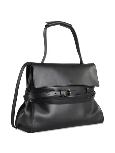 Moschino Tie Me Shoulder Bag In Black