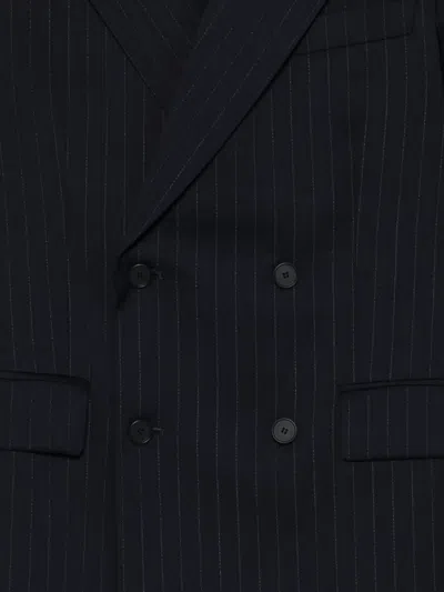 Manuel Ritz Pinstripe Double-breasted Suit In Blue