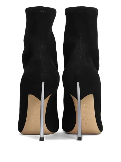 Casadei Blade Stretch High Heels Ankle Boots In Black Suede In Black