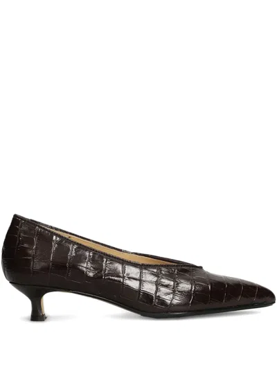 L Arianna Pointed-toe Crocodile-effect Pumps In Multi