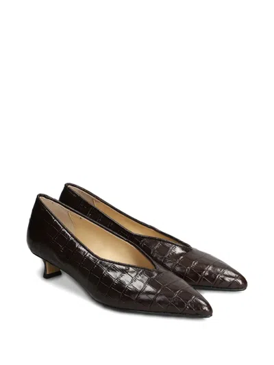 L Arianna Pointed-toe Crocodile-effect Pumps In Multi