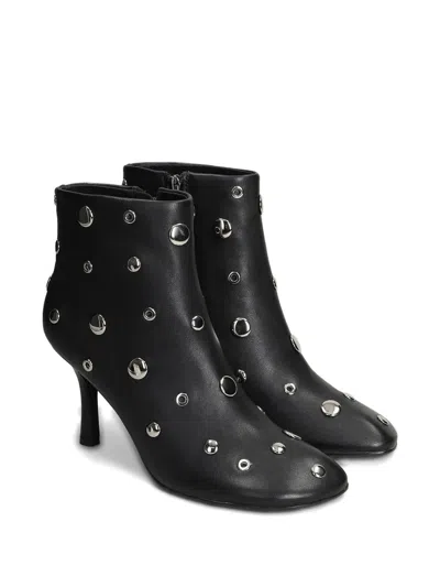 Lola Cruz High Heels Ankle Boots In Black Leather In Black
