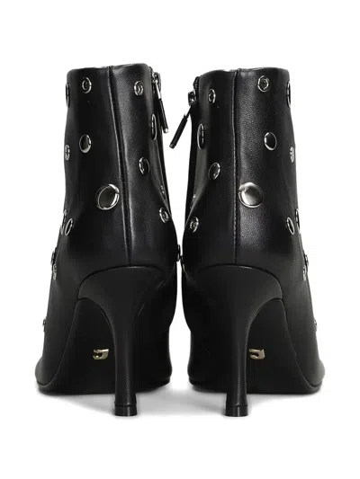 Lola Cruz High Heels Ankle Boots In Black Leather In Black