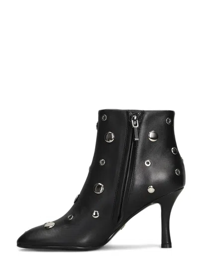 Lola Cruz High Heels Ankle Boots In Black Leather In Black