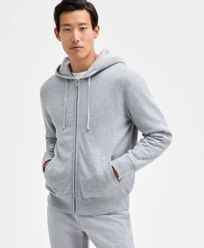 Alfani Men's Milano Long Sleeve Double Knit Zip-front Hoodie, Macy's Exclusive In Blue