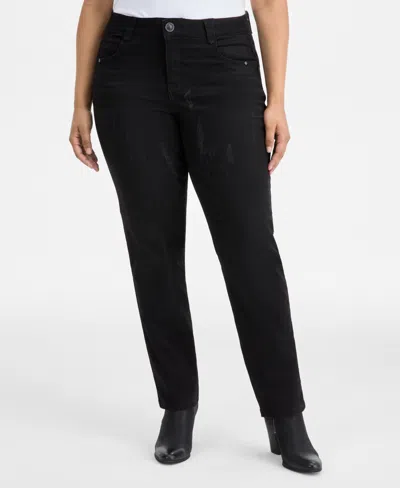 Democracy Plus Size Absolution Straight-leg Jeans In Black