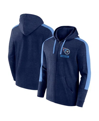 Fanatics Men's Heather Navy Tennessee Titans Gains Full-zip Hoodie In Blue