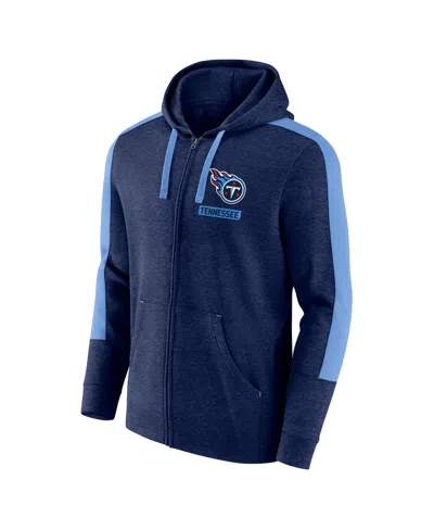 Fanatics Men's Heather Navy Tennessee Titans Gains Full-zip Hoodie In Blue