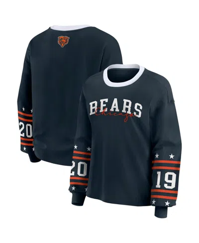 Wear By Erin Andrews Women's Navy Chicago Bears Plus Size Sport Long-sleeve T-shirt In Blue