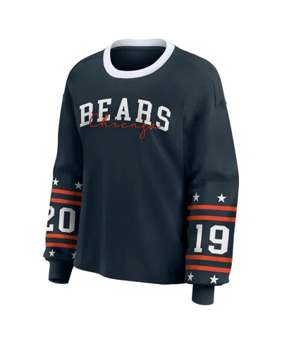 Wear By Erin Andrews Women's Navy Chicago Bears Plus Size Sport Long-sleeve T-shirt In Blue