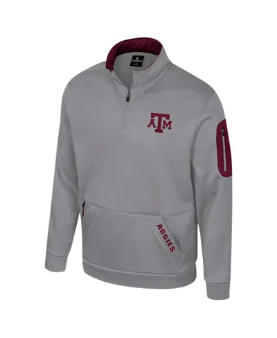 Colosseum Men's Gray Texas A&m Aggies Mainframe Quarter-zip Fleece Jacket In Gray