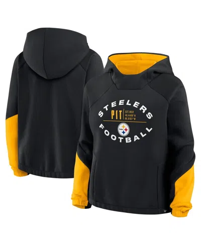 Fanatics Women's Black Pittsburgh Steelers Oversizedâ Redzone Bubble Screen Pullover Hoodie In Black