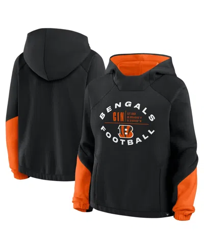 Fanatics Women's Black Cincinnati Bengals Oversizedâ Redzone Bubble Screen Pullover Hoodie In Black
