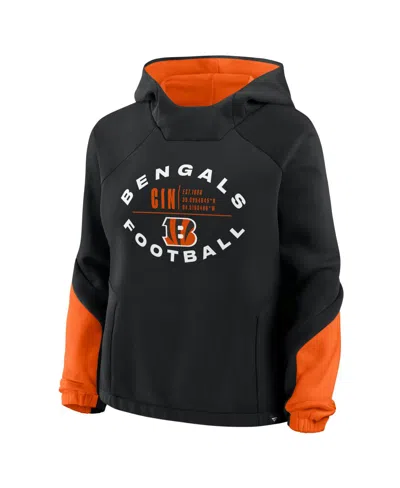 Fanatics Women's Black Cincinnati Bengals Oversizedâ Redzone Bubble Screen Pullover Hoodie In Black