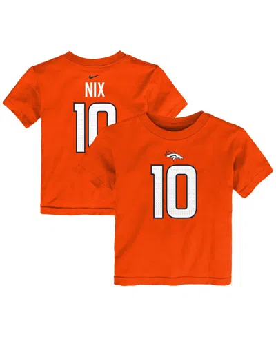 Nike Toddler Bo Nix Orange Denver Broncos Player Name Number T-shirt In Orange