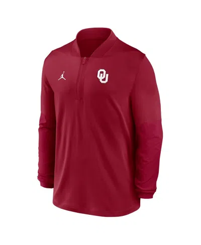 Jordan Men's Crimson Oklahoma Sooners Sideline Dri-fit Half-zip Pullover Hoodie In Red