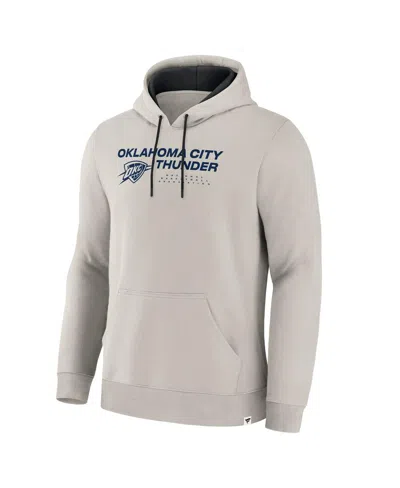 Fanatics Men's Cream Oklahoma City Thunder Crossover Collection Blocked Shot Premium Pullover Hoodie In Gray