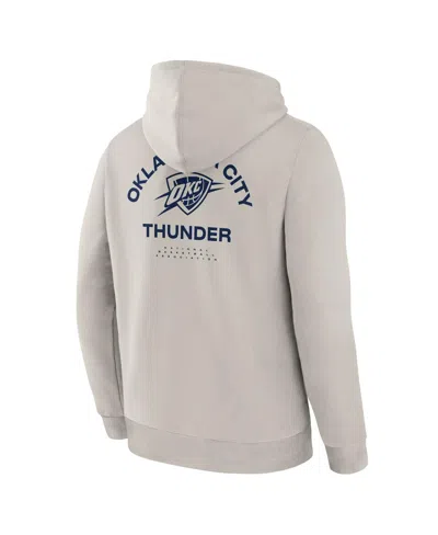 Fanatics Men's Cream Oklahoma City Thunder Crossover Collection Blocked Shot Premium Pullover Hoodie In Gray