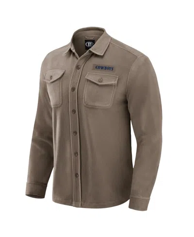 Fanatics Darius Rucker Collection By  Men's Tan Dallas Cowboys Polar Fleece Cozy Button-up Shirt In Brown