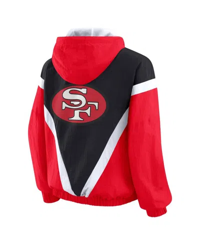 Wear By Erin Andrews Women's Scarlet/black San Francisco 49ers Plus Size Retro Crinkle Full-zip Windbreaker Jacket In Multi