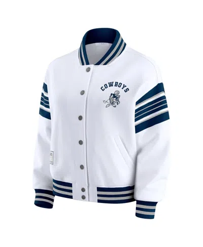 Wear By Erin Andrews White Dallas Cowboys Full-snap Fleece Sweatshirt Jacket In White