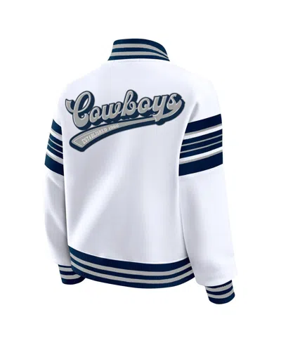 Wear By Erin Andrews White Dallas Cowboys Full-snap Fleece Sweatshirt Jacket In White