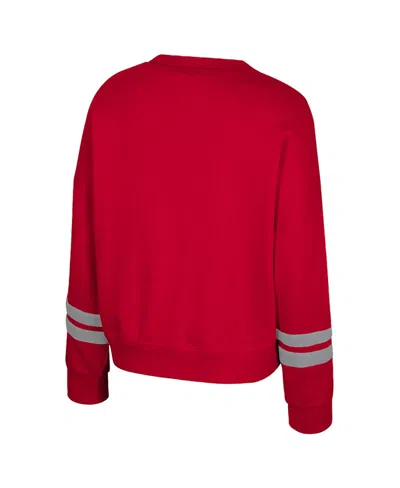 Colosseum Women's Scarlet Ohio State Buckeyes Splashy Crewneck Fleece Sweatshirt In Red