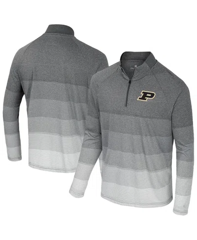 Colosseum Men's Gray Purdue Boilermakers Ai Striped Mesh Quarter-zip Raglan Windshirt Jacket In Gray