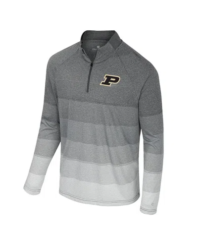 Colosseum Men's Gray Purdue Boilermakers Ai Striped Mesh Quarter-zip Raglan Windshirt Jacket In Gray