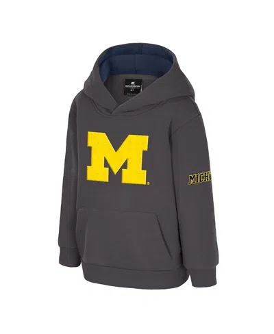 Colosseum Toddler Charcoal Michigan Wolverines Big Logo Volume Fleece Pullover Hoodie In Black