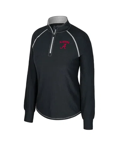 Colosseum Women's Black Alabama Crimson Tide Bikram Raglan Quarter-zip Sweatshirt In Black