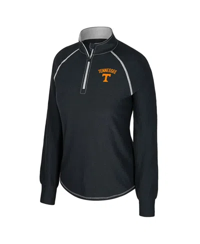 Colosseum Women's Black Tennessee Volunteers Bikram Raglan Quarter-zip Sweatshirt In Black