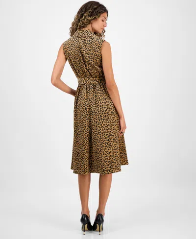 Robbie Bee Women's Sleeveless Animal-print Shirtdress In Animal Print