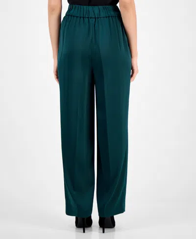 Anne Klein Womens Pull On High Rise Pleat Front Pants P Xxs Xxl In Green
