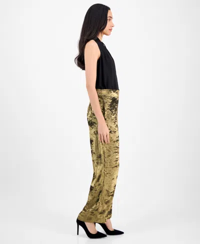 Anne Klein Womens Metallic Crepe High Rise Wide Leg Pants P Xxs 3x In Green