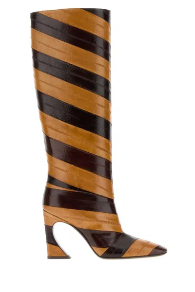 Fendi Boot Anguilla Lucida Bicolor Boots Multicolor In Brown