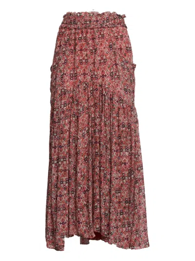 Isabel Marant Besma Printed Midi Skirt In Red